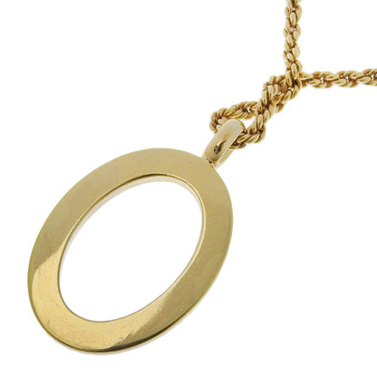 Christian Dior Vintage Circle Pendant Necklace Metal With Crystals Gold Gold_Plated Necklace Jewelry ()