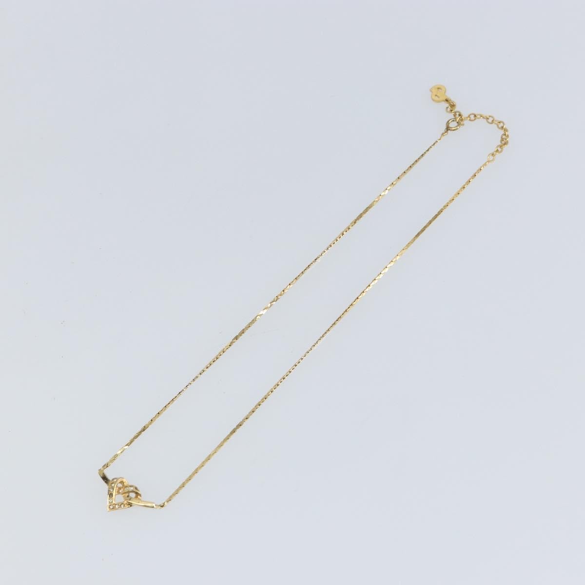 Christian Dior Logo Heart Pendant Necklace Metal Gold Metal Necklace Jewelry ()