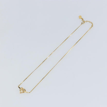 Christian Dior Logo Heart Pendant Necklace Metal Gold Metal Necklace Jewelry ()