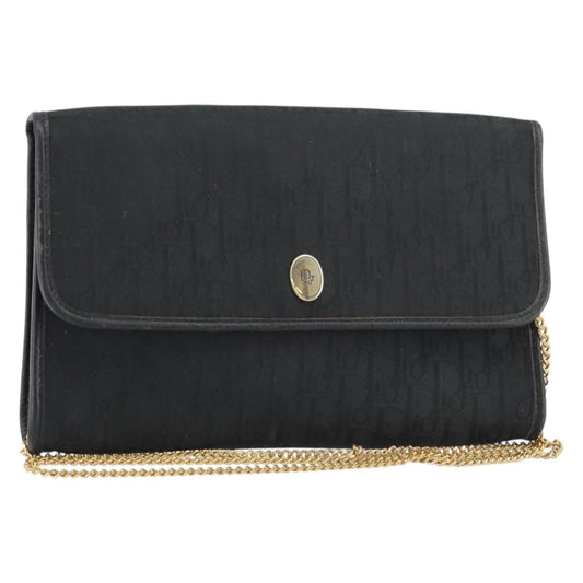 Christian Dior Vintage Chain Flap Shoulder Bag Diorissimo Canvas Black Canvas Shoulder Bag Bag ()
