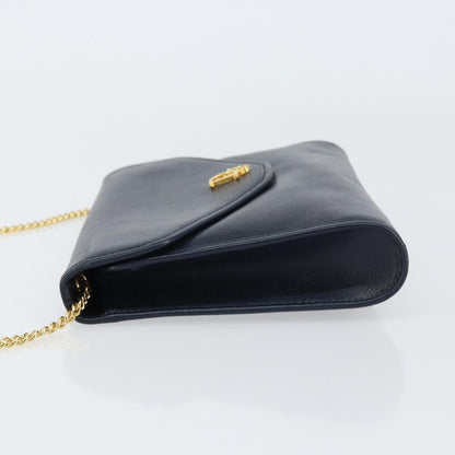 Christian Dior Vintage Chain Flap Shoulder Bag Leather Navy Leather Shoulder Bag Bag ()