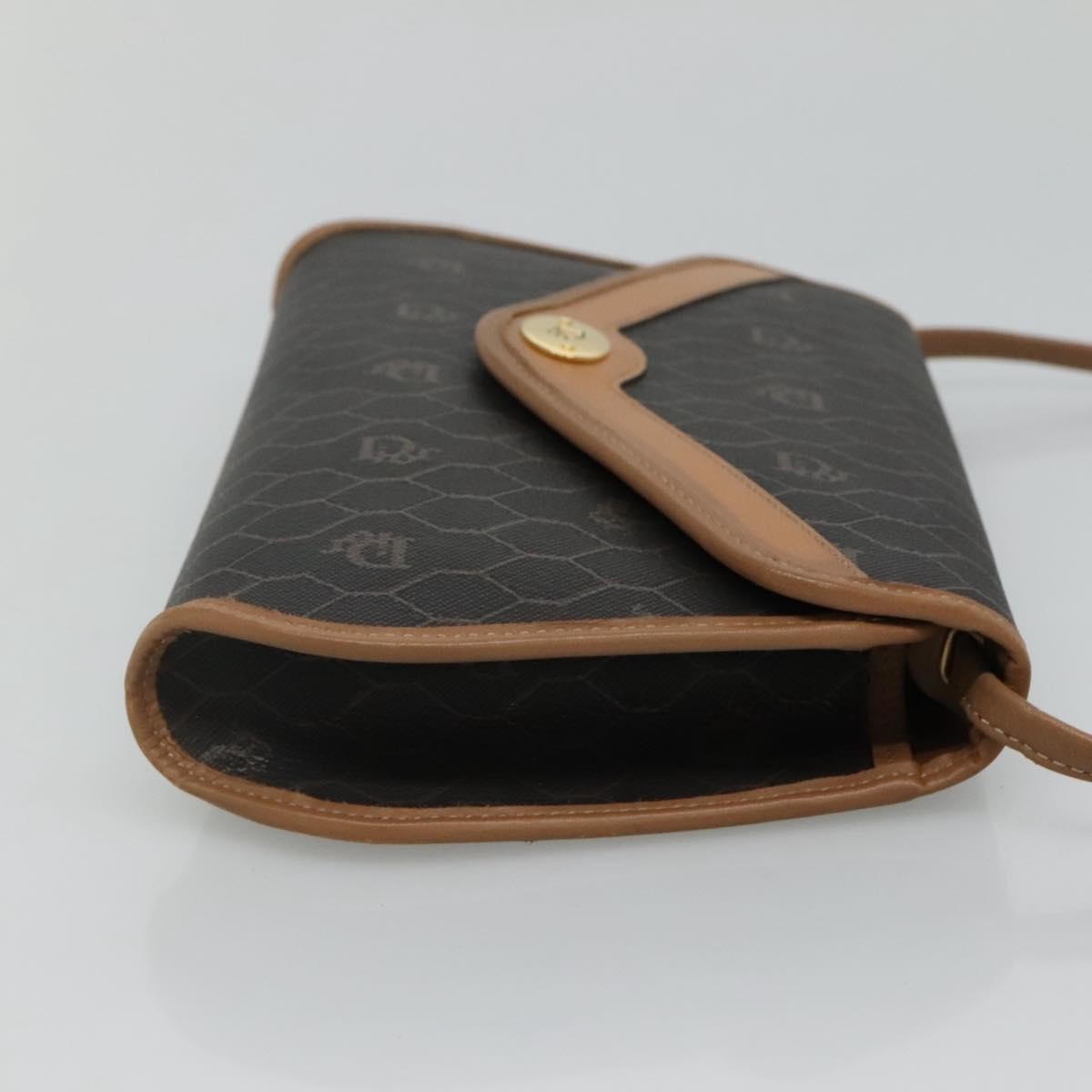 Christian Dior Vintage Honeycomb Flap Crossbody Bag Canvas And Leather Black Canvas Bag ()