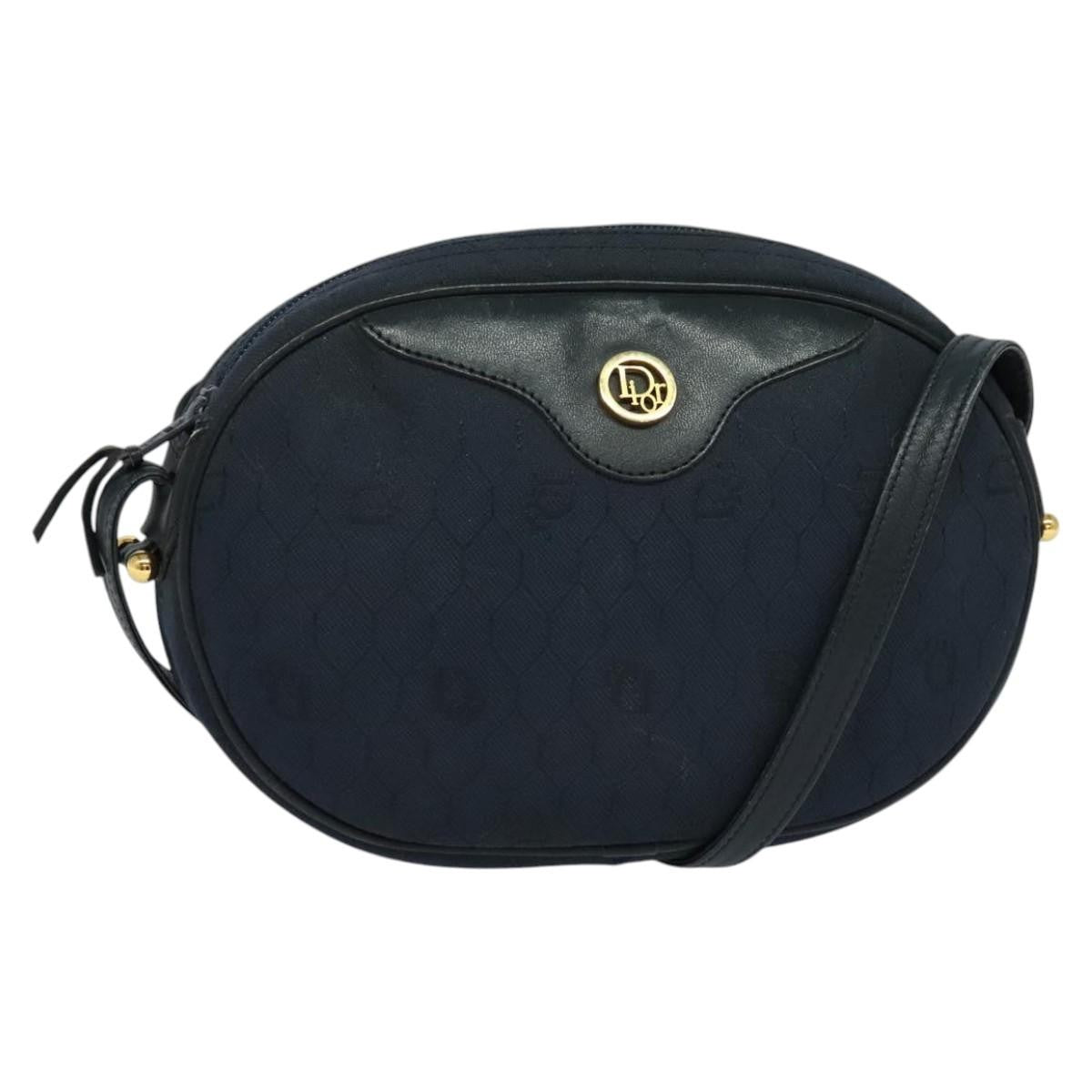 Christian Dior Vintage Honeycomb Shoulder Bag Canvas Navy Canvas Bag ()