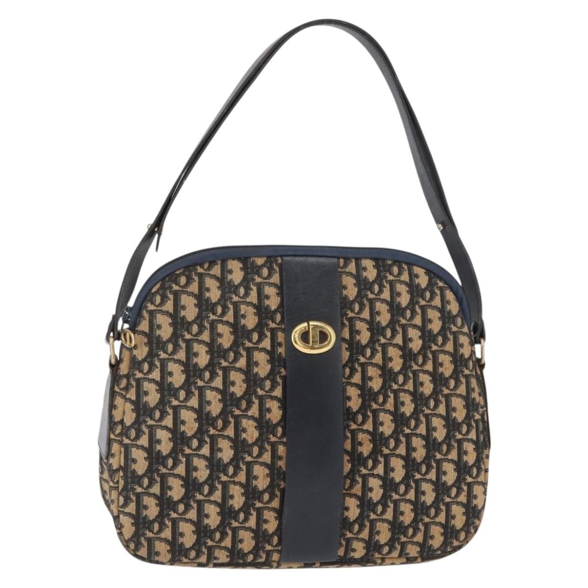 Christian Dior Vintage Cd Trotter Handbag Canvas Navy Canvas Handbag ()