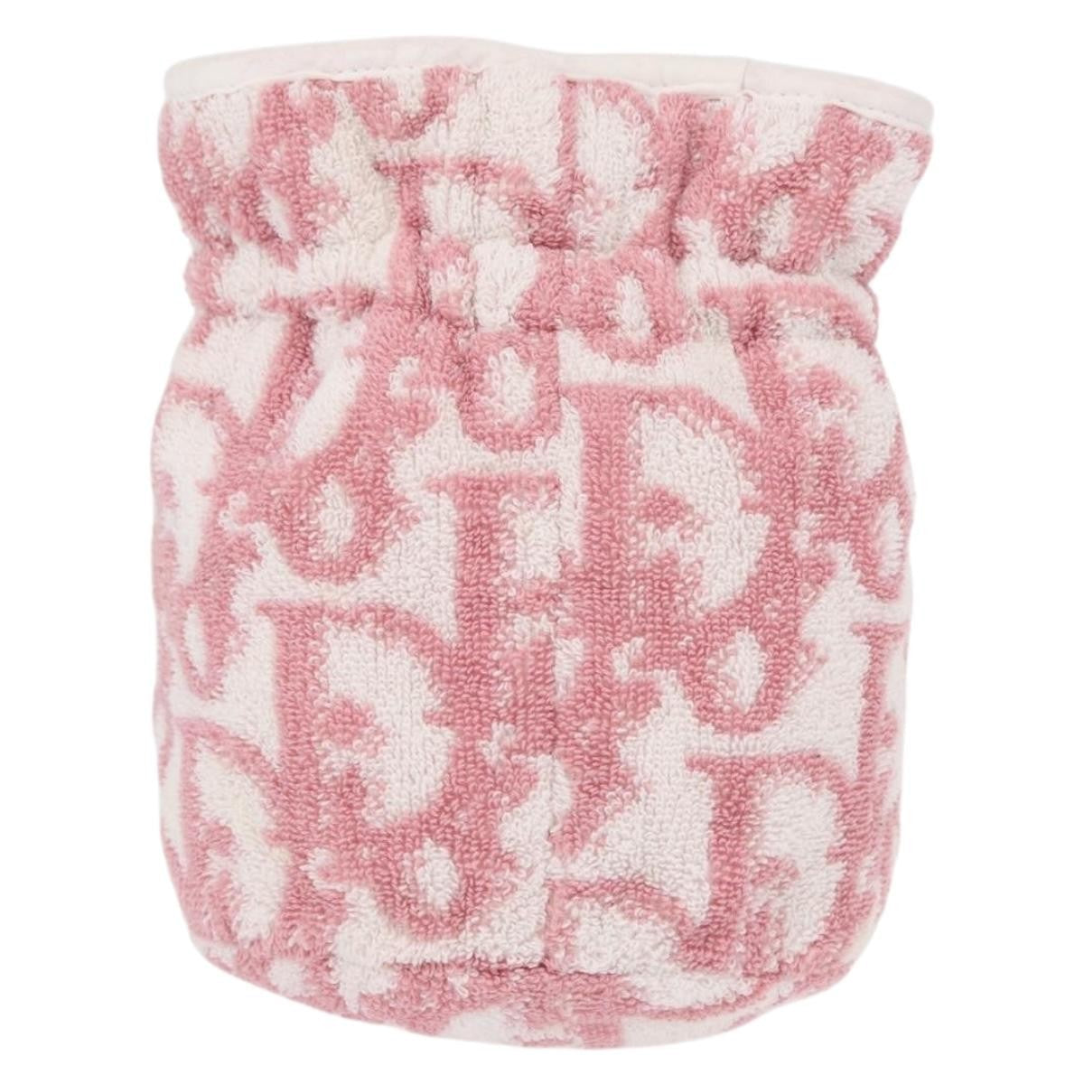 Christian Dior Vintage Trotter Pouch Pile Pink Cotton Clutche & Pouche Bag ()