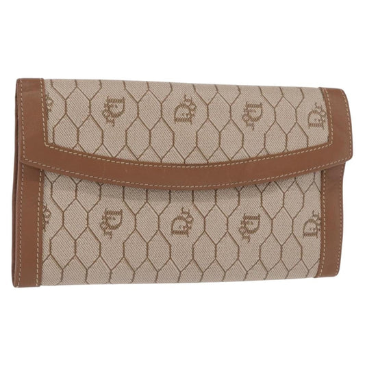 Christian Dior Vintage Honeycomb Flap Wallet Coated Canvas Beige Canvas Wallets Accessory ()