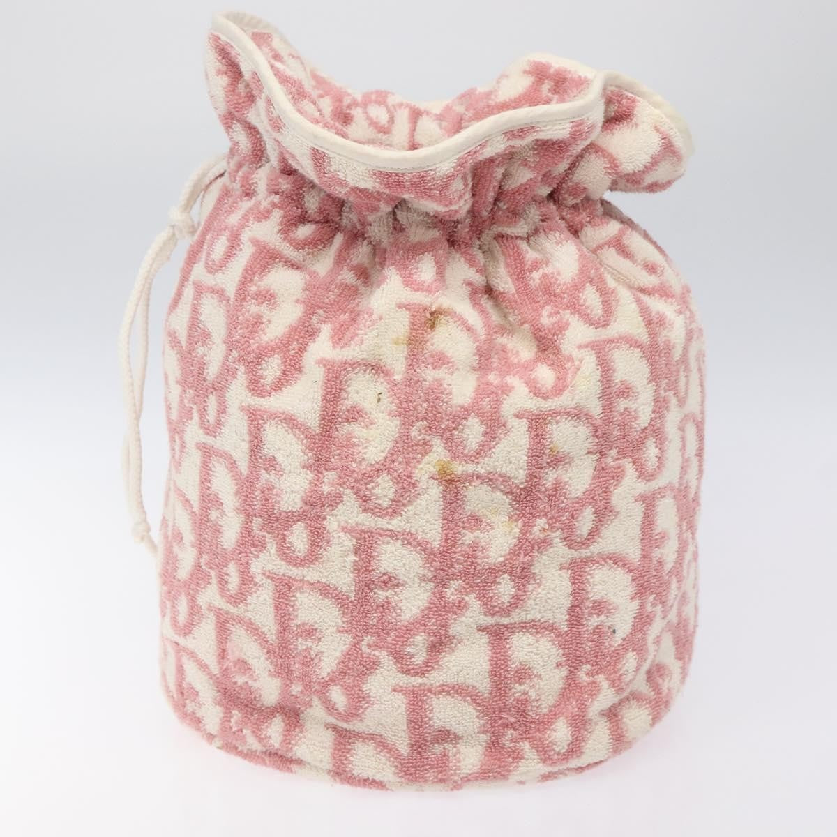 Christian Dior Vintage Trotter Pouch Pile Pink Cotton Clutche & Pouche Bag ()