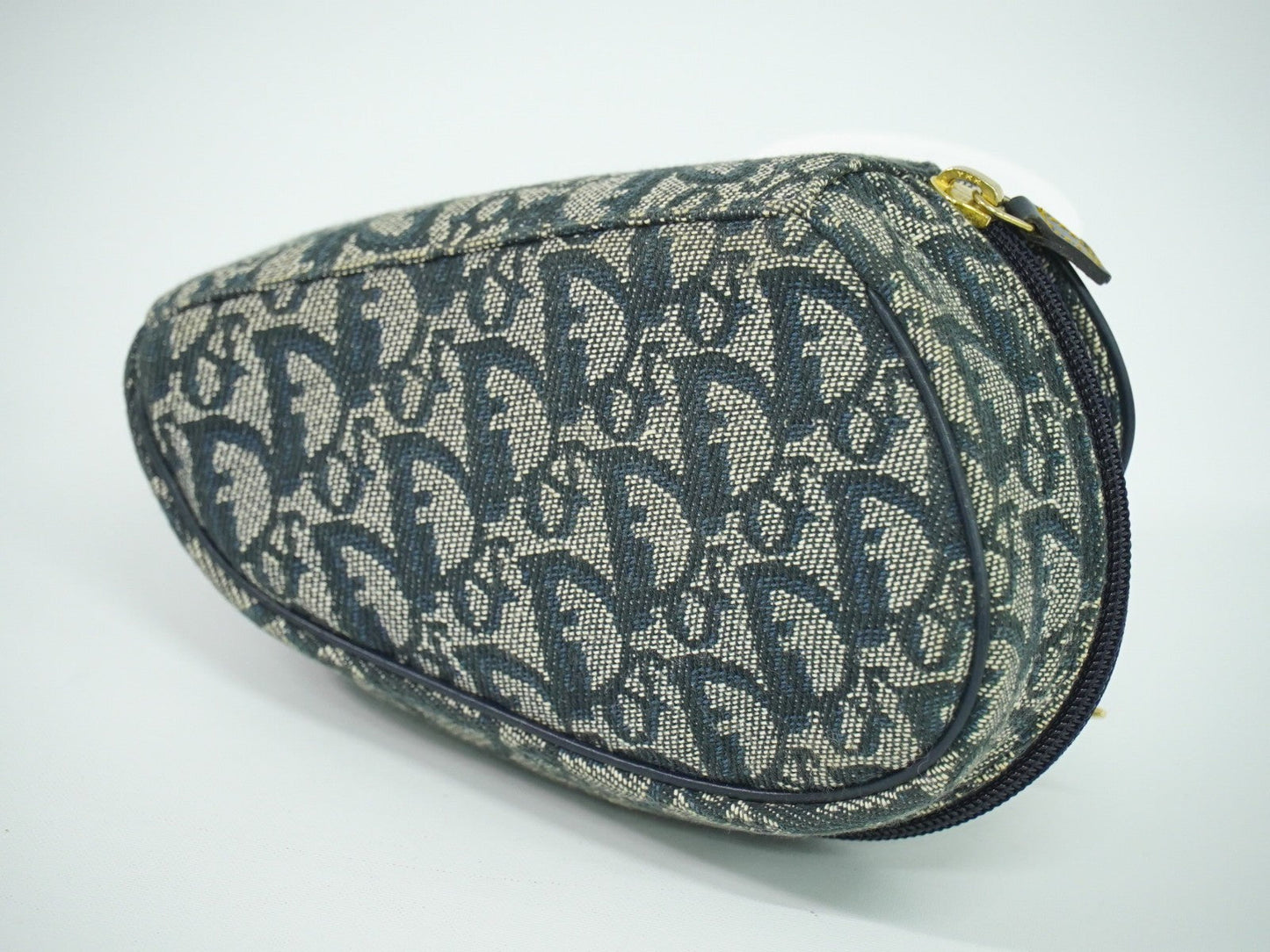Christian Dior Saddle Zip Pouch Diorissimo Canvas Navy Canvas Clutche & Pouche Bag ()