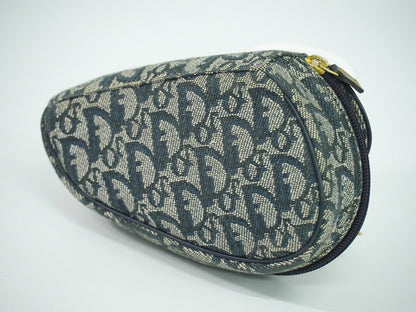Christian Dior Saddle Zip Pouch Diorissimo Canvas Navy Canvas Clutche & Pouche Bag ()
