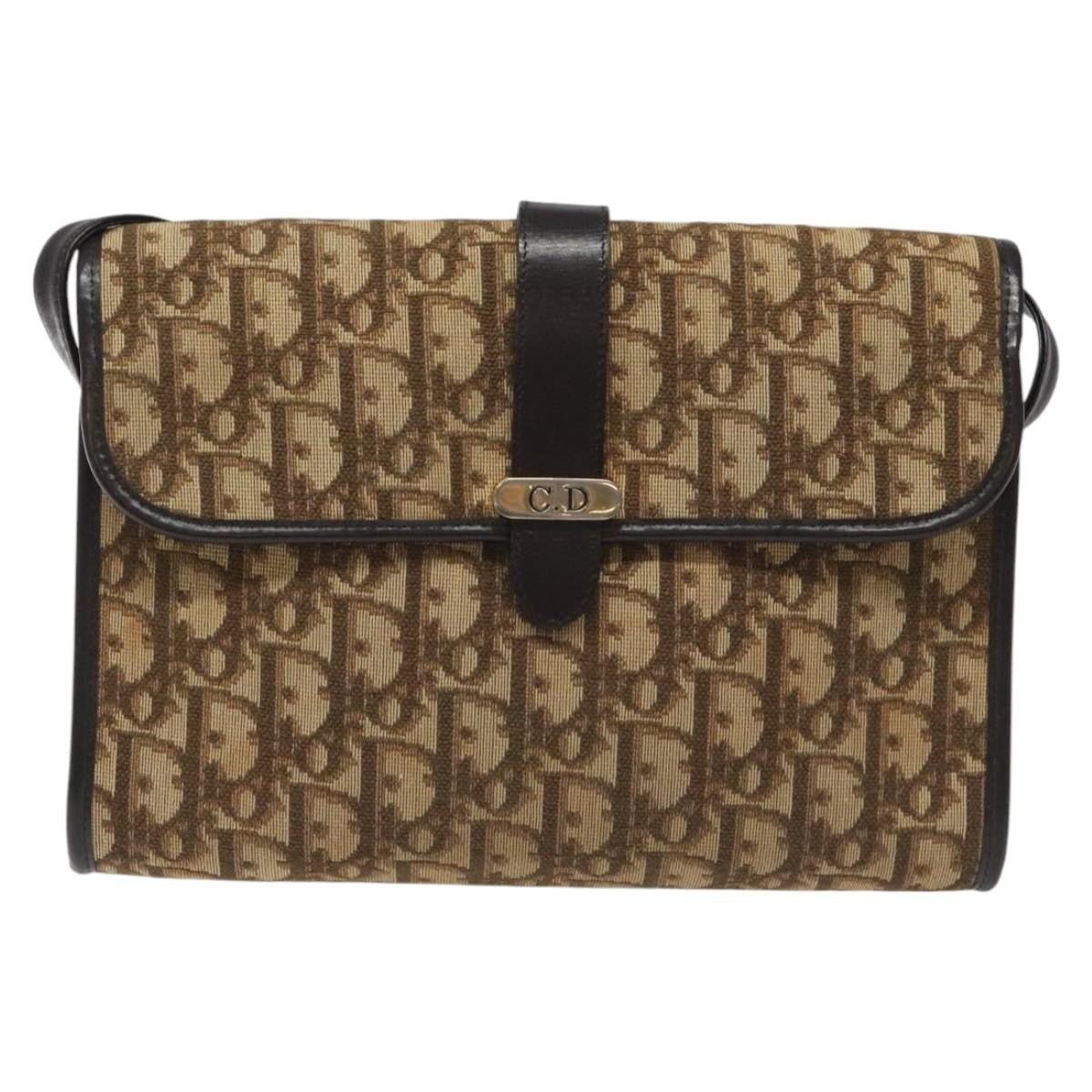 Christian Dior Vintage Trotter Crossbody Bag Diorissimo Coated Canvas Brown Canvas Bag ()