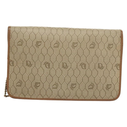 Christian Dior Vintage Honeycomb Chain Canvas Beige Canvas Bag ()