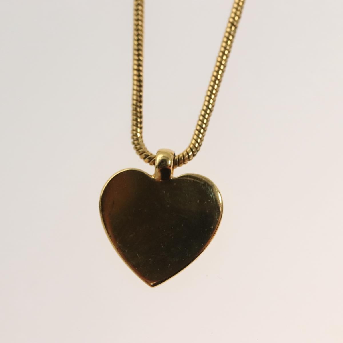 Christian Dior Logo Heart Pendant Necklace Metal Gold Metal Jewelry ()
