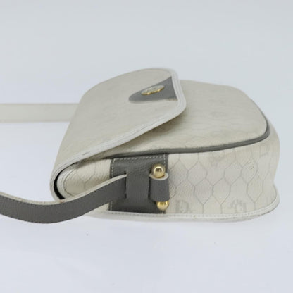 Christian Dior Vintage Honeycomb Flap Crossbody Bag Canvas And Leather White Canvas Shoulder Bag Bag ()