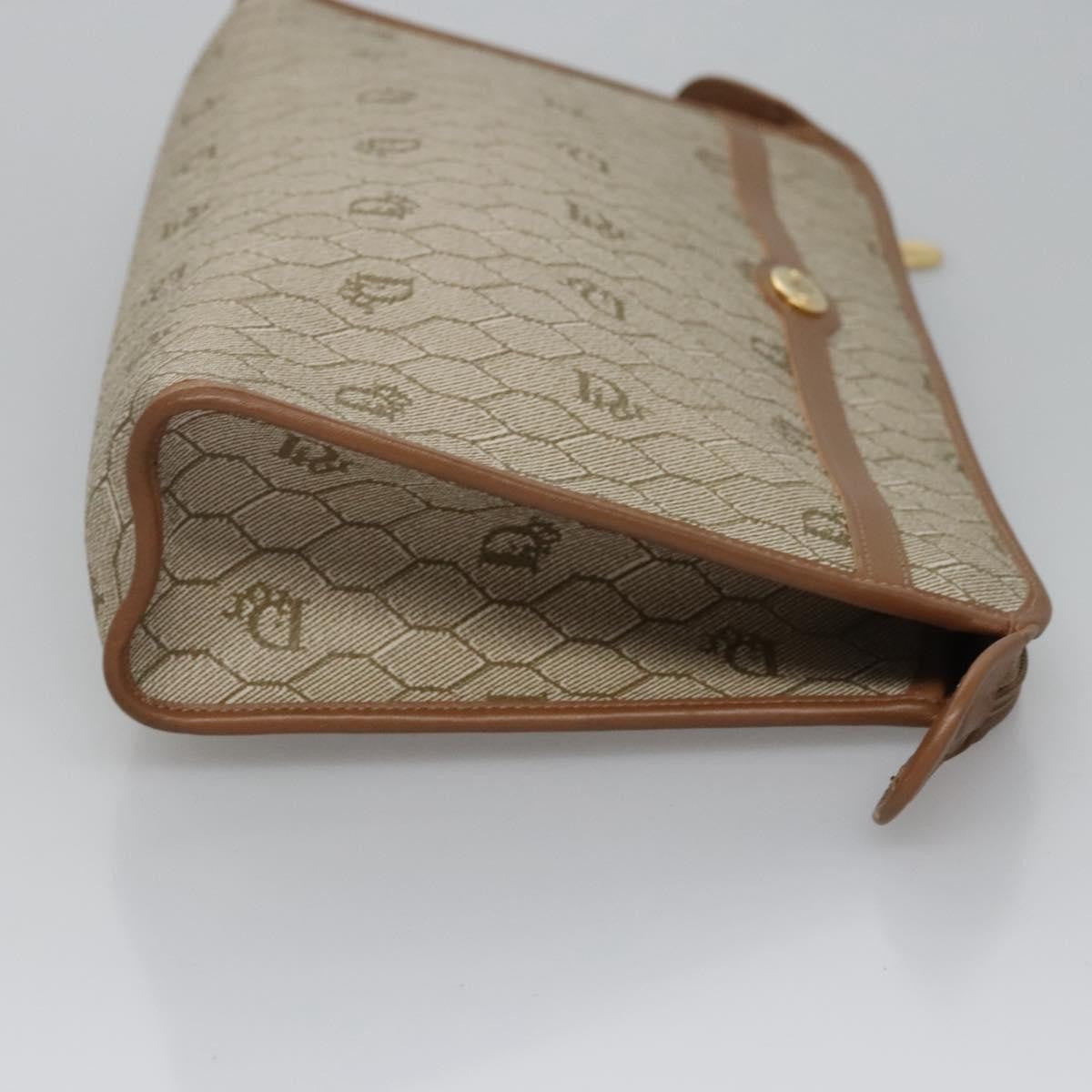 Christian Dior Vintage Honeycomb Zip Pouch Coated Canvas Beige Pvc Clutche & Pouche Bag ()
