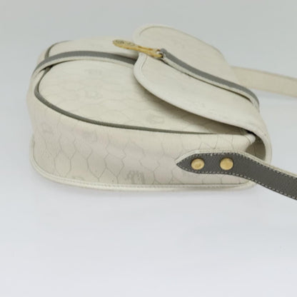Christian Dior Vintage Honeycomb Flap Crossbody Bag Canvas And Leather White Canvas Shoulder Bag Bag ()
