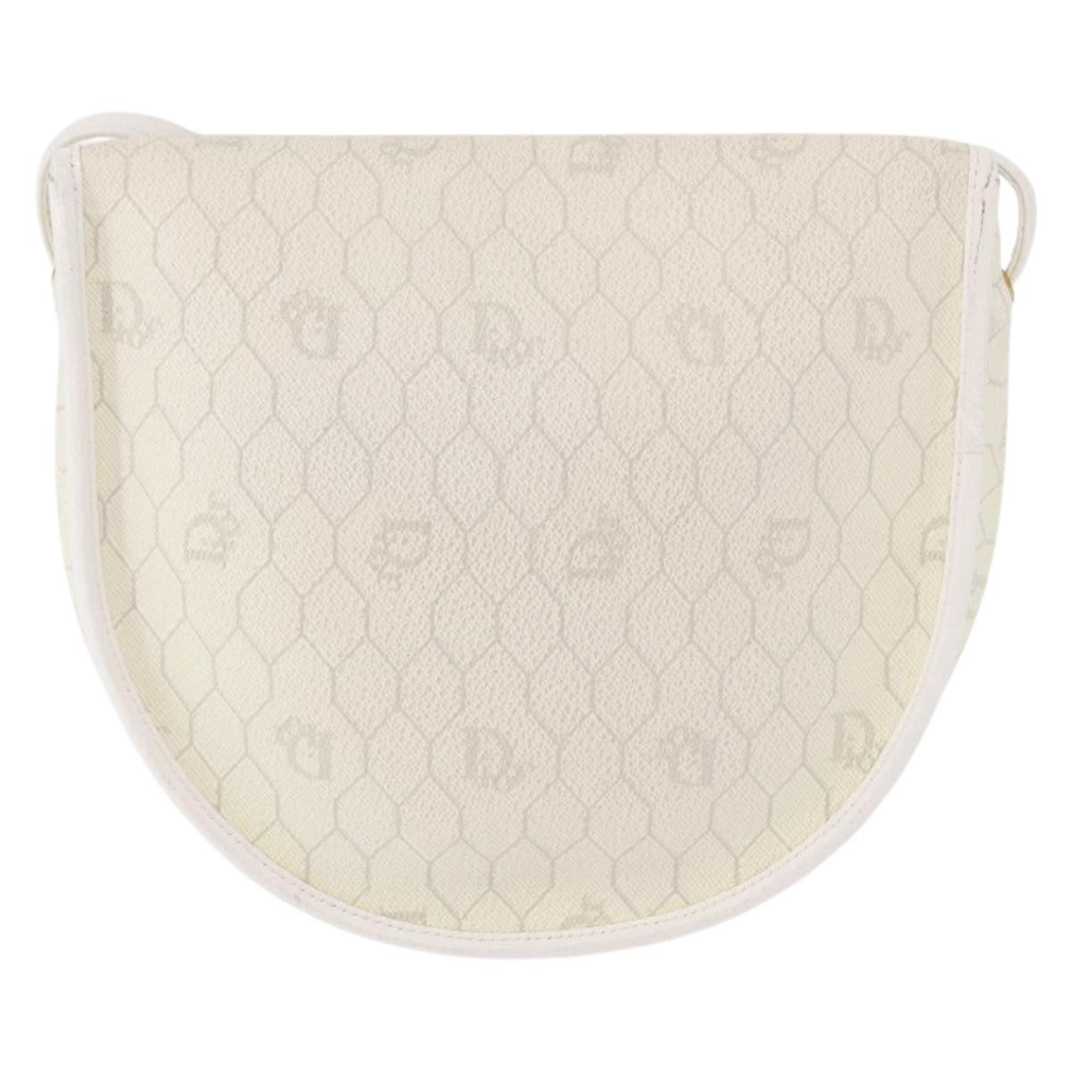 Christian Dior Vintage Honeycomb Flap Crossbody Bag Canvas And Leather White Canvas Shoulder Bag Bag ()