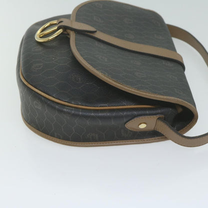 Christian Dior Vintage Honeycomb Flap Crossbody Bag Canvas And Leather Black Canvas Bag ()