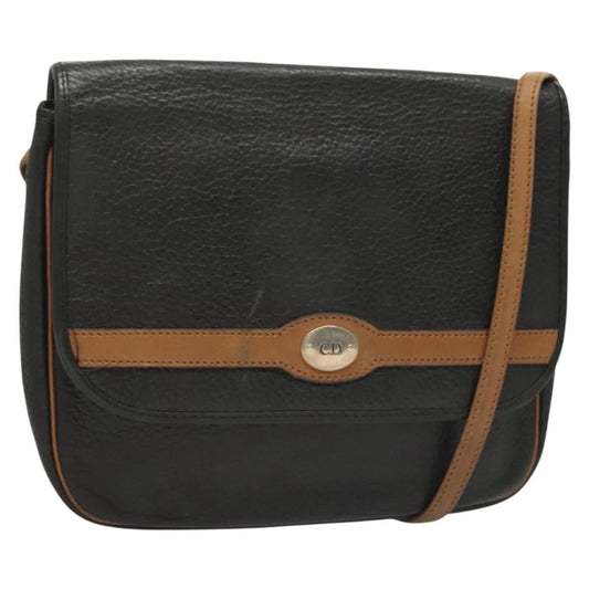 Christian Dior Vintage Trotter Crossbody Bag Leather Black Leather Clutche & Pouche Bag ()