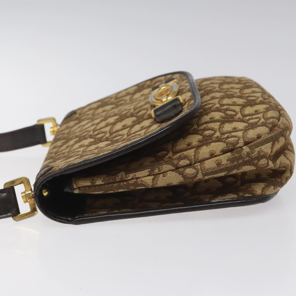 Christian Dior Vintage Trotter Flap Shoulder Bag Canvas Brown Canvas Bag ()