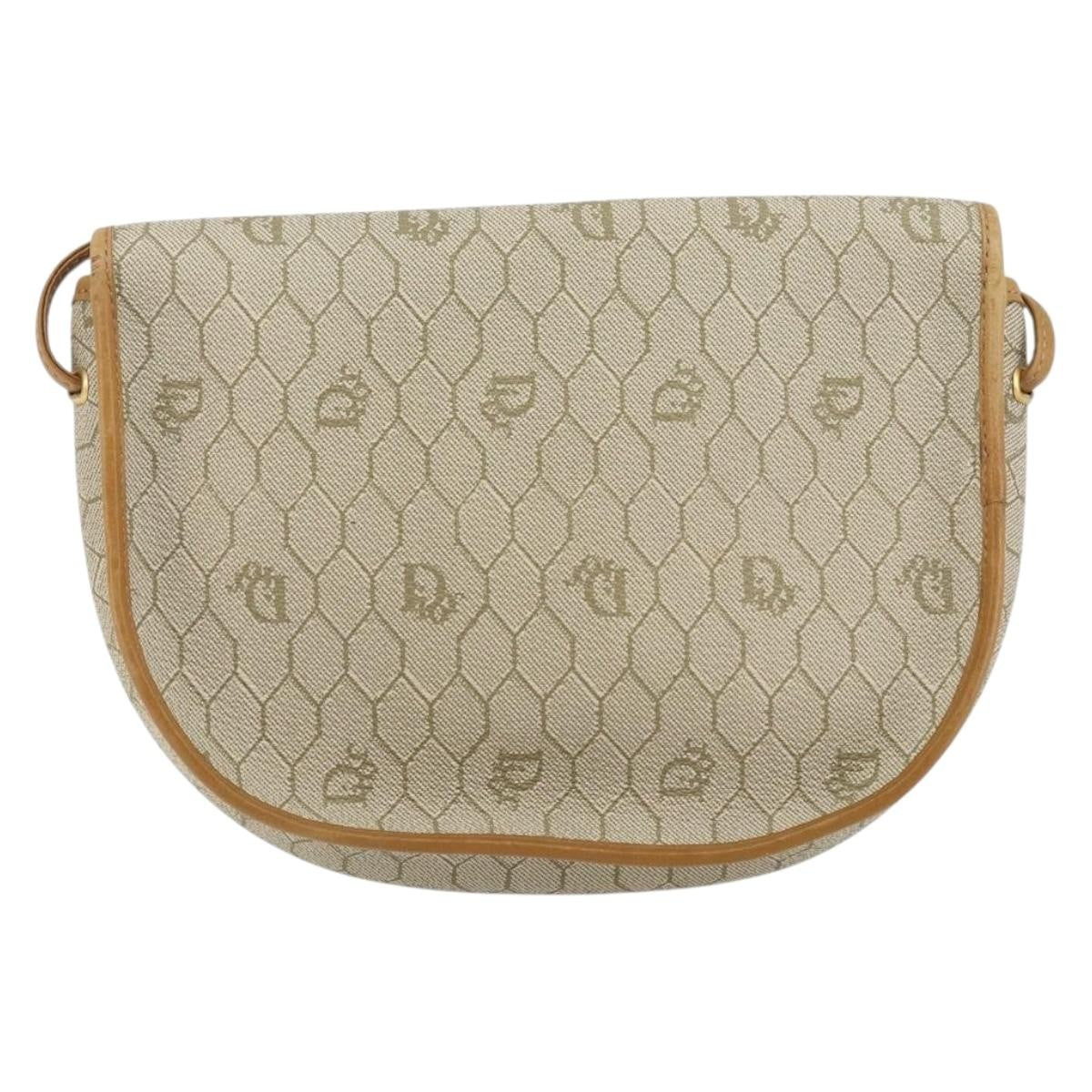Christian Dior Vintage Honeycomb Flap Crossbody Bag Canvas And Leather Beige Canvas Shoulder Bag Bag ()