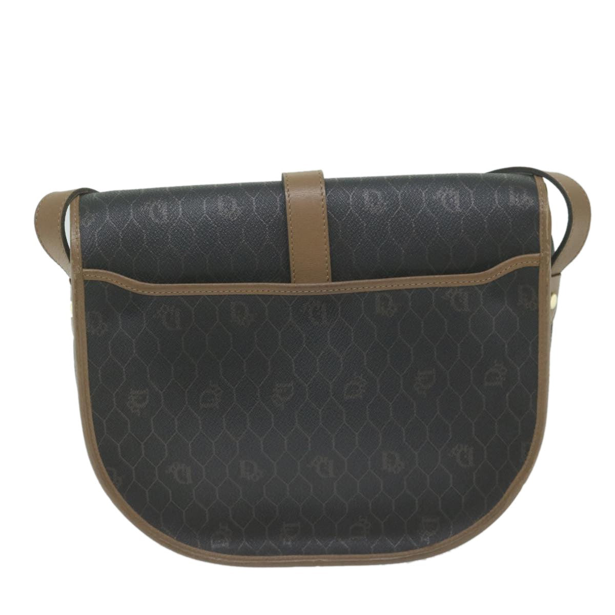 Christian Dior Vintage Honeycomb Flap Crossbody Bag Canvas And Leather Black Canvas Bag ()
