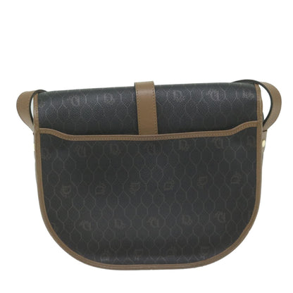 Christian Dior Vintage Honeycomb Flap Crossbody Bag Canvas And Leather Black Canvas Bag ()