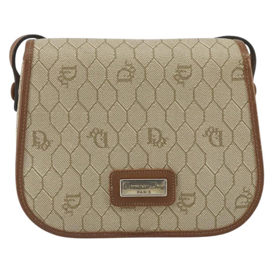 Christian Dior Vintage Honeycomb Flap Crossbody Bag Coated Canvas Beige Canvas Shoulder Bag Bag ()
