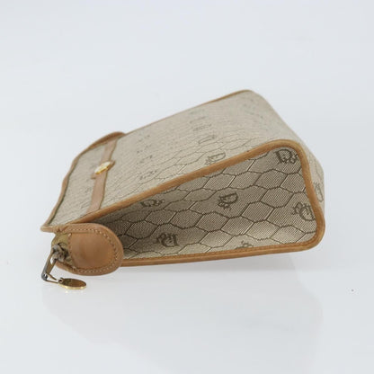 Christian Dior Vintage Honeycomb Zip Pouch Canvas And Leather Beige Canvas Clutche & Pouche Bag ()