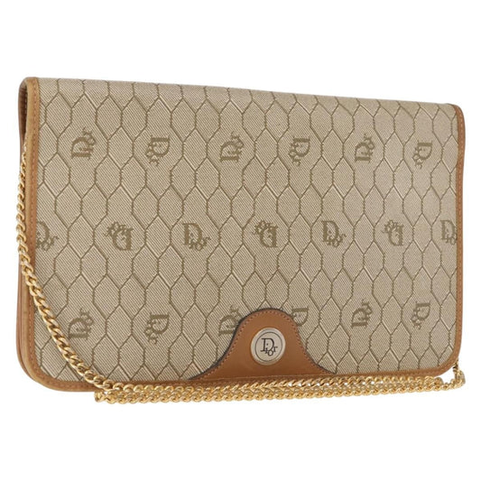 Christian Dior Vintage Honeycomb Chain Canvas Beige Canvas Shoulder Bag Bag ()