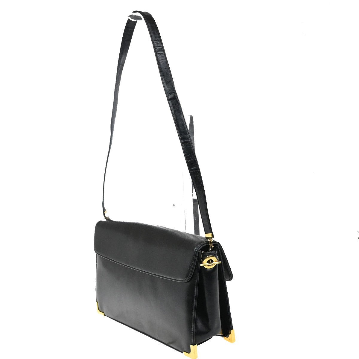 Christian Dior Vintage Cd Flap Shoulder Bag Leather Black Leather Shoulder Bag Bag ()