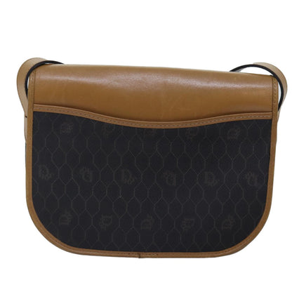 Christian Dior Vintage Honeycomb Flap Crossbody Bag Canvas And Leather Black Canvas Bag ()
