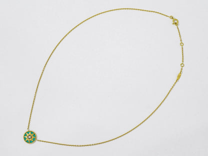 Christian Dior Rose Des Vents Necklace 18K Yellow Gold With Diamond And Malachite Gold Yellow_Gold Necklace Jewelry ()