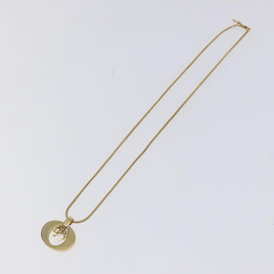 Christian Dior Round Logo Pendant Necklace Metal Gold Metal Jewelry ()