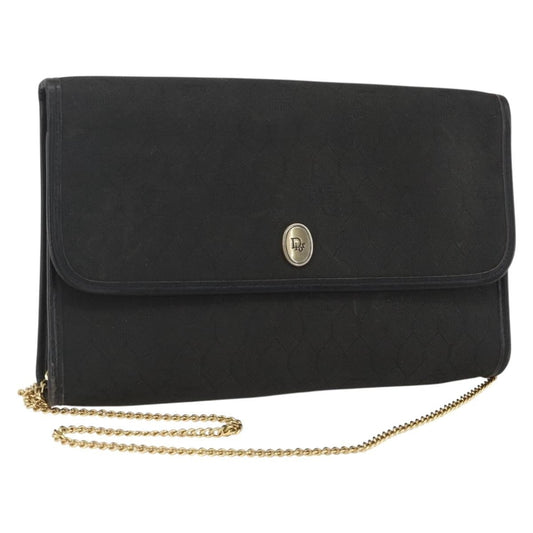 Christian Dior Vintage Honeycomb Chain Canvas Black Canvas Clutche & Pouche Bag ()