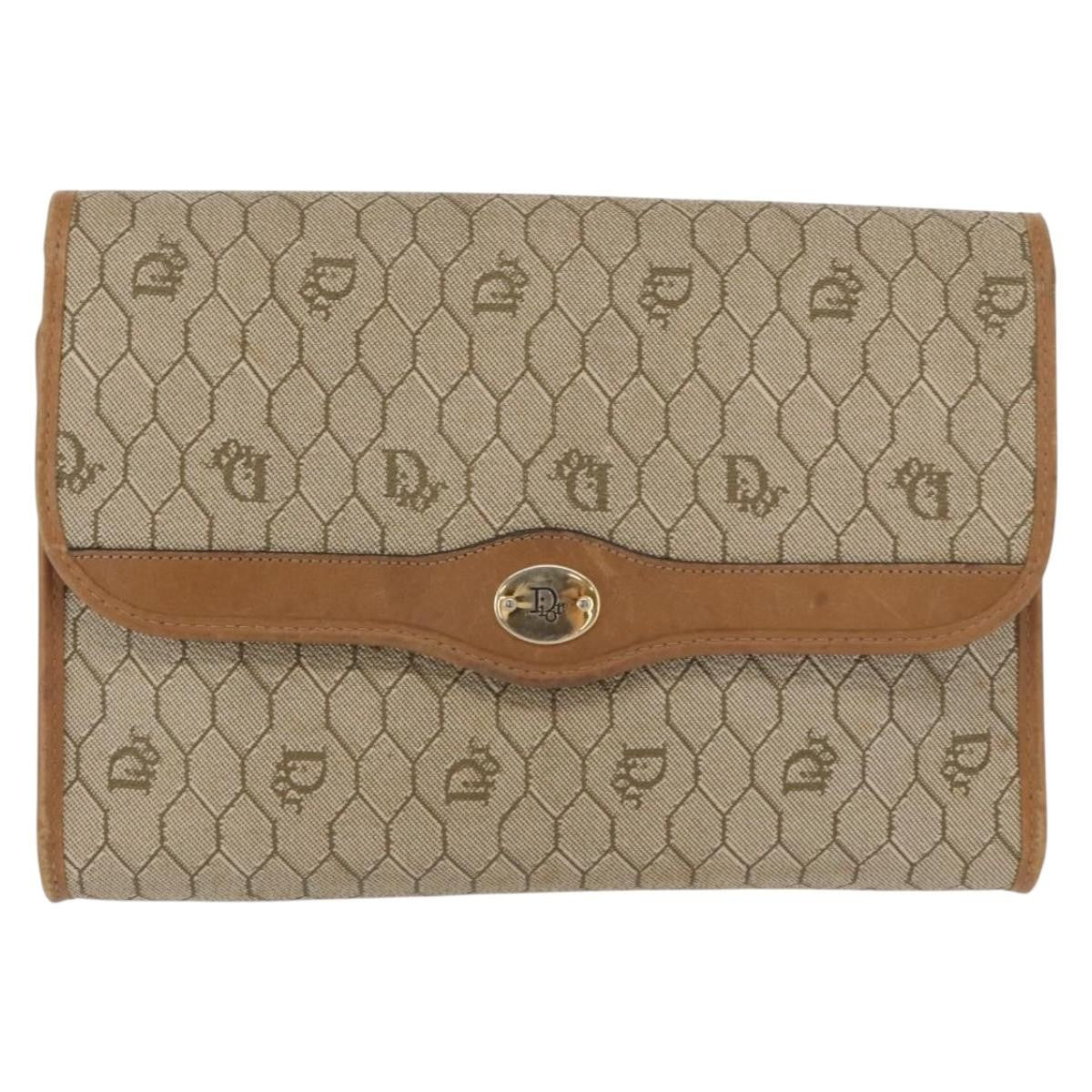 Christian Dior Vintage Honeycomb Chain Canvas Beige Canvas Shoulder Bag Bag ()