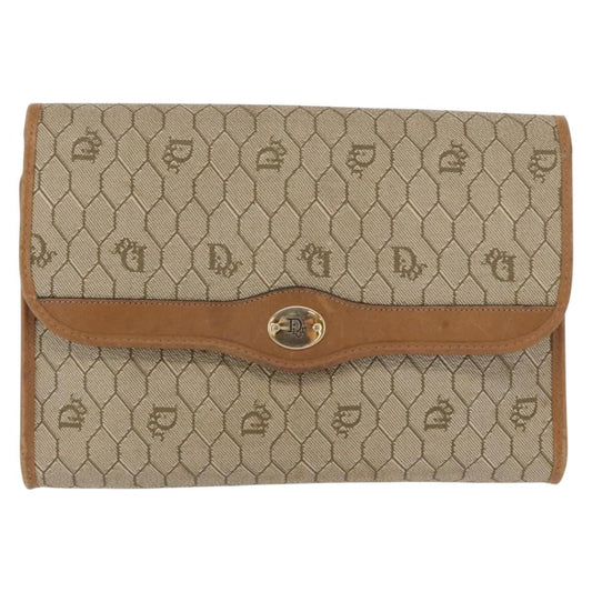 Christian Dior Vintage Honeycomb Chain Canvas Beige Canvas Shoulder Bag Bag ()