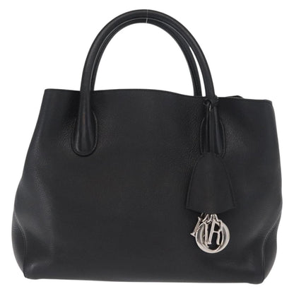 Christian Dior Open Bar Bag Leather Black Leather Handbag ()