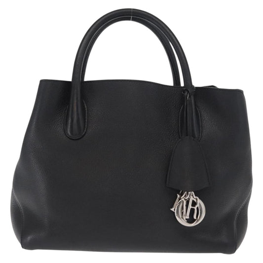 Christian Dior Open Bar Bag Leather Black Leather Handbag ()