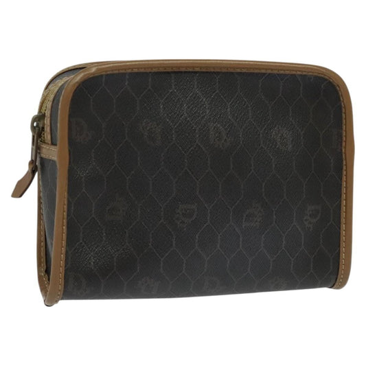 Christian Dior Vintage Honeycomb Zip Pouch Canvas And Leather Brown Canvas Clutche & Pouche Bag ()