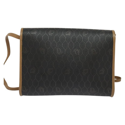 Christian Dior Vintage Honeycomb Flap Crossbody Bag Coated Canvas Black Canvas Bag ()