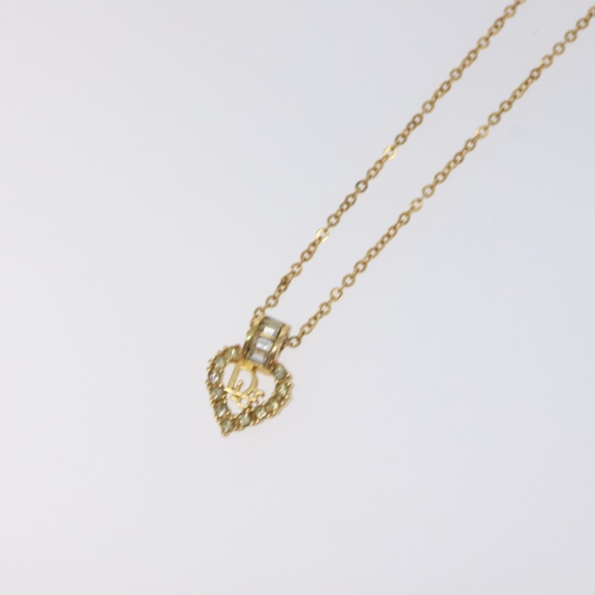 Christian Dior Logo Heart Pendant Necklace Metal Gold Metal Jewelry ()