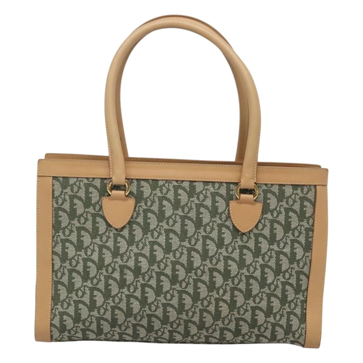 Christian Dior Vintage Trotter Double Pocket Tote Diorissimo Canvas Khaki Canvas Bag ()