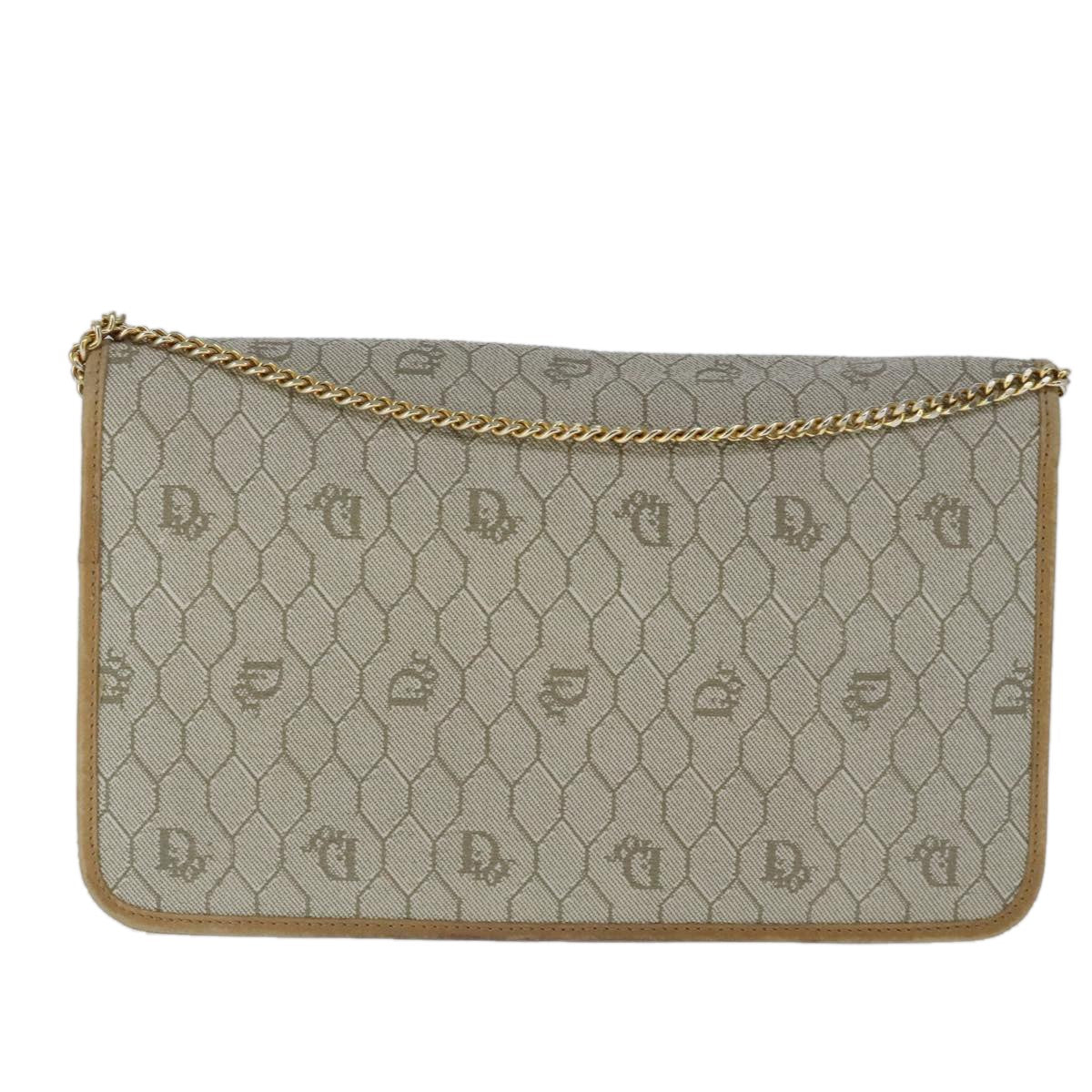 Christian Dior Vintage Honeycomb Chain Canvas Beige Canvas Bag ()