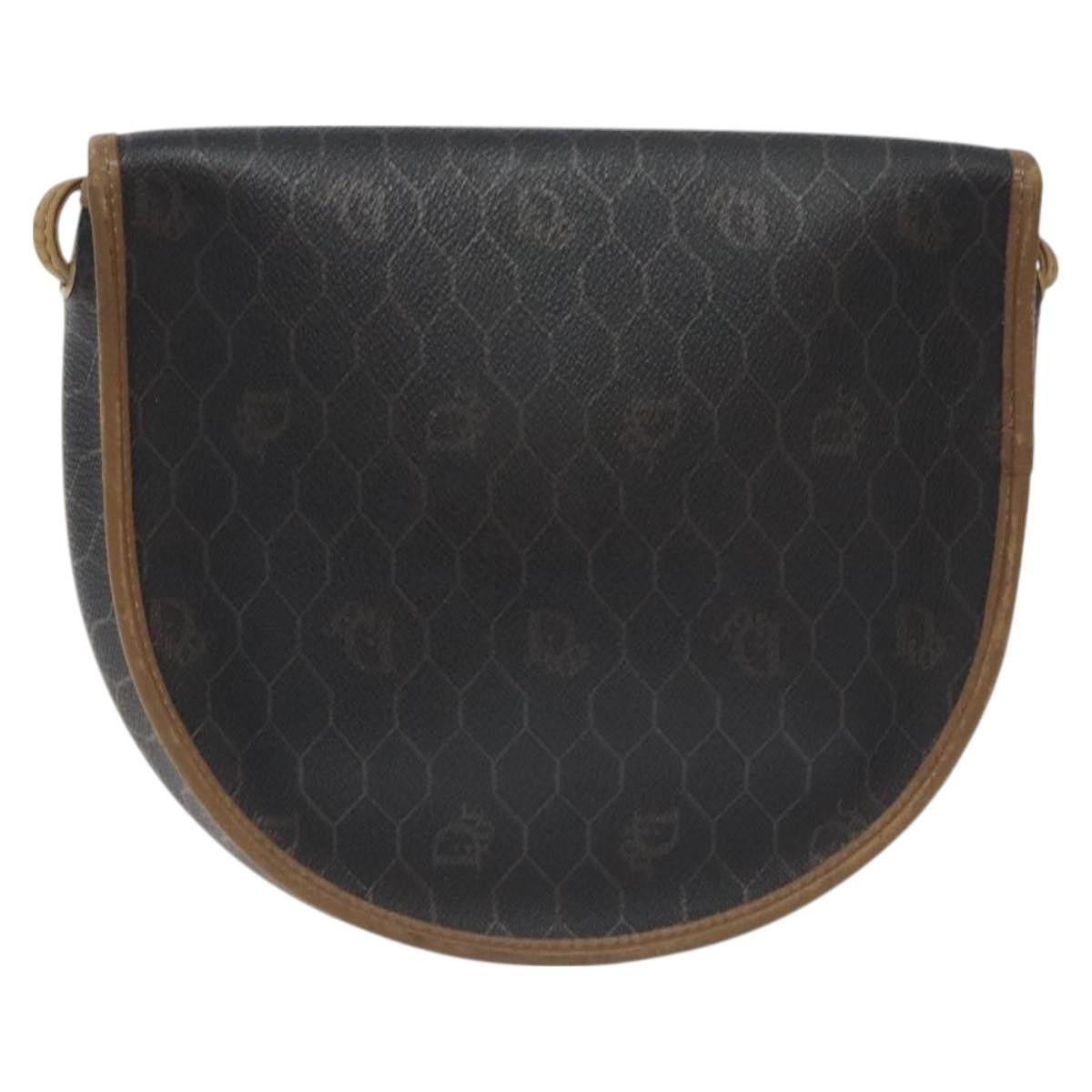 Christian Dior Vintage Honeycomb Flap Crossbody Bag Coated Canvas Black Canvas Bag ()