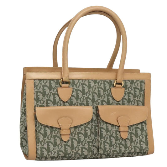 Christian Dior Vintage Trotter Double Pocket Tote Diorissimo Canvas Khaki Canvas Bag ()