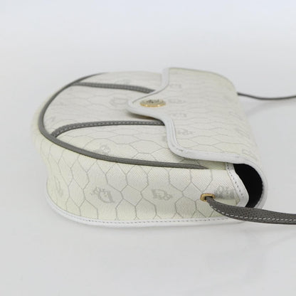 Christian Dior Vintage Honeycomb Flap Crossbody Bag Coated Canvas White Canvas Shoulder Bag Bag ()