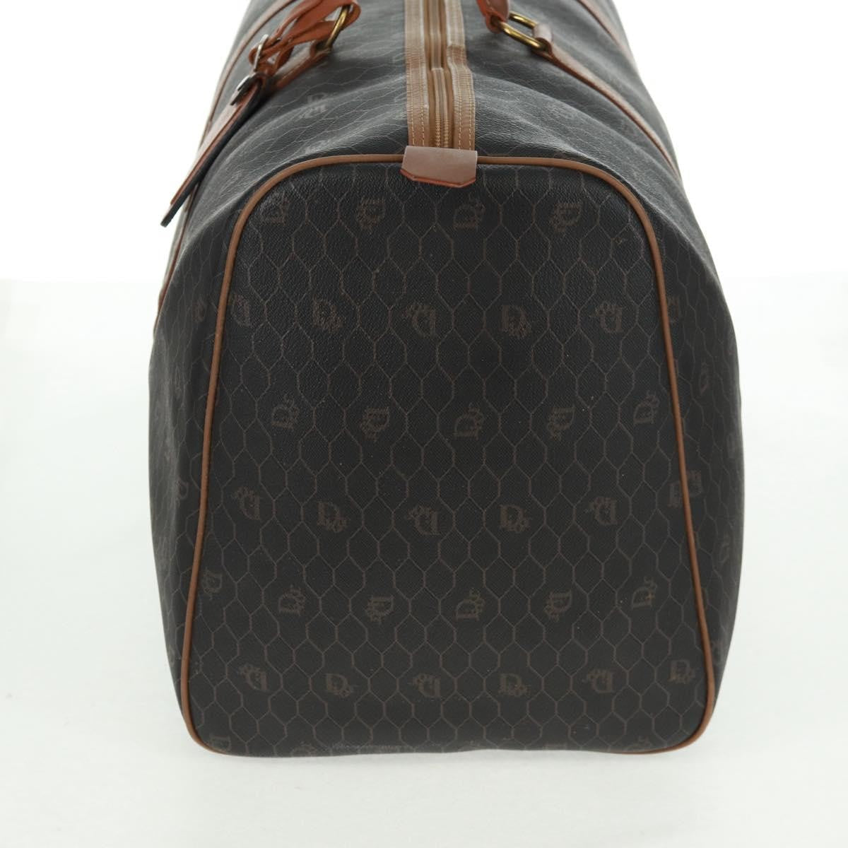 Christian Dior Vintage Honeycomb Boston Bag Canvas And Leather Black Canvas Travel Bag Bag ()