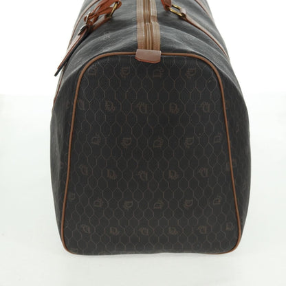 Christian Dior Vintage Honeycomb Boston Bag Canvas And Leather Black Canvas Travel Bag Bag ()