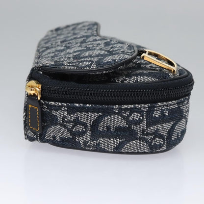 Christian Dior Vintage Saddle Coin Purse Diorissimo Canvas Navy Canvas Bag ()