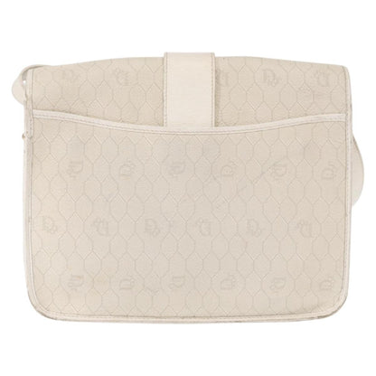 Christian Dior Vintage Honeycomb Flap Crossbody Bag Canvas And Leather White Canvas Shoulder Bag Bag ()